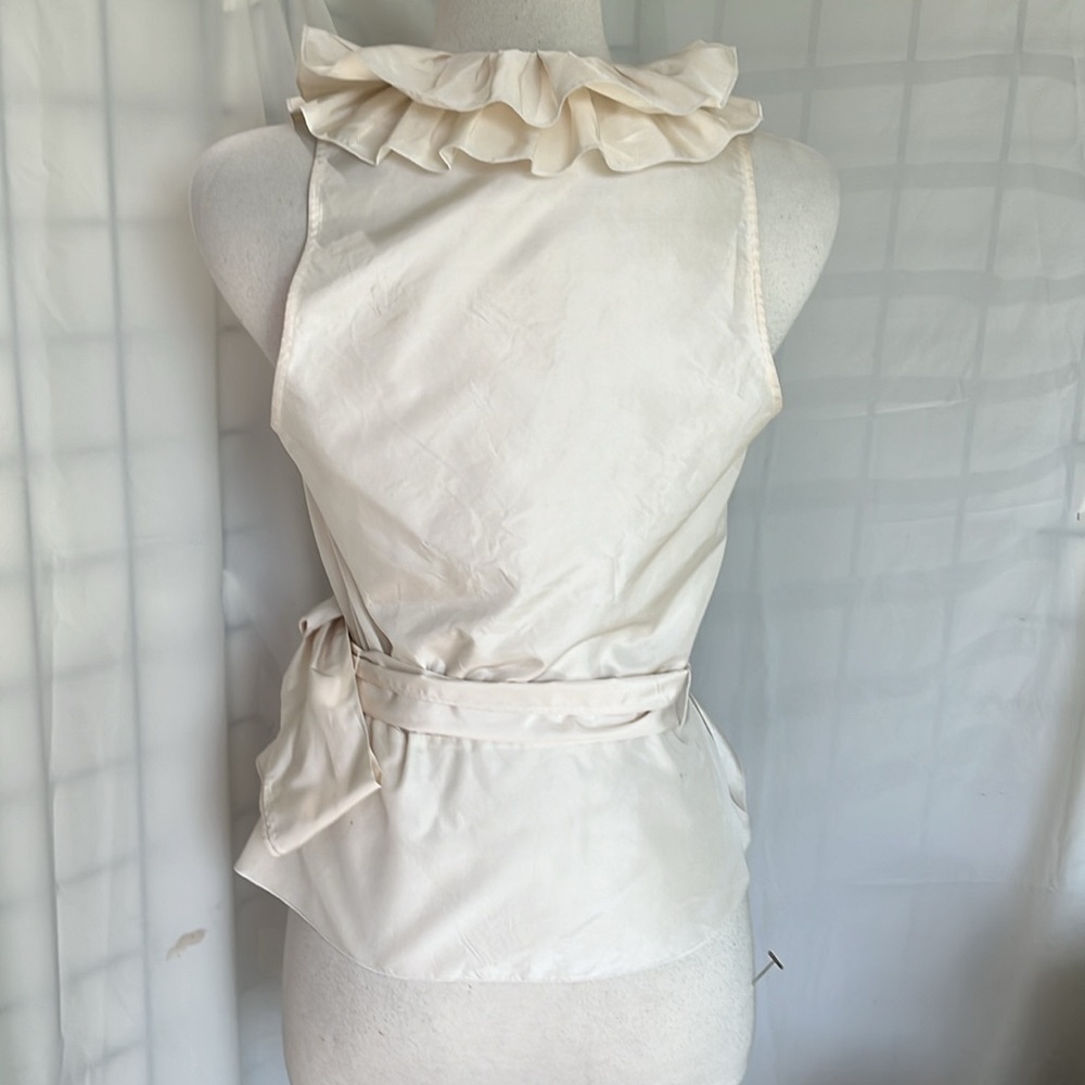 Tadashi Shoji Cream Ruffle Satin Wrap Camisole - Picture 5 of 12